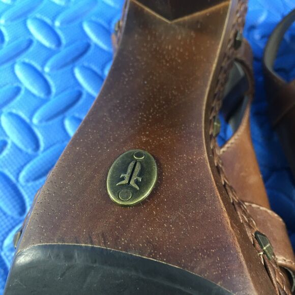 FRYE Women's Shoes Brown Leather Studded Platform High Heel Sandals Size 8 - Picture 9 of 14